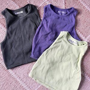 3 x Seamless Ribbed High Neck Tank FOREVER 21 SMALL